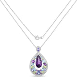 6.40 Carat Genuine Multi Stones .925 Sterling Silver Pendant
