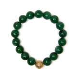 18K Yellow Gold Aventurine Beaded Charm Bracelet