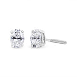 14K White Gold 1.00 Cttw Lab Grown Oval Solitaire Diamond Stud Earrings (F-G Color, VS2-SI1 Clarity)