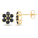 0.84 Carat Genuine Blue Sapphire 10K Yellow Gold Earrings