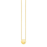 14k Yellow Gold Necklace with Polished Round Pendant with Diamond