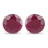 7.40 Carat Genuine Ruby 14K Yellow Gold Earrings