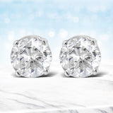 14K White Gold 5/8 Cttw Round Brilliant-Cut Lab Grown Diamond Classic 4-Prong Push back Stud Earrings (F-G Color, VS1-VS2 Clarity)