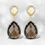 21.12 Carat Genuine Smoky Quartz, Citrine and White Topaz .925 Sterling Silver Earrings