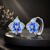 925 Sterling Silver Earrings with Enamel and Pavé Setting, 10mm for Women