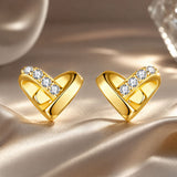925 Sterling Silver Earrings with Pavé Setting CZ in Gold Plated