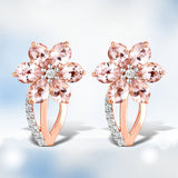 1.66 Carat Genuine Morganite and White Topaz .925 Sterling Silver Earrings