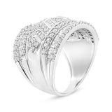 .925 Sterling Silver 2.0 Cttw Diamond Edge Multi-Row Ring Band ( J-K Color, I3 Clarity) - Ring Size 7