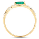 0.32 Carat Genuine Zambian Emerald and White Diamond 14K Yellow Gold Ring