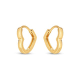 14k Yellow Gold Heart Huggie Hoops