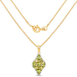 14K Yellow Gold Plated 4.02 Carat Genuine Peridot & White Topaz .925 Sterling Silver Pendant