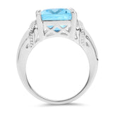 8.89 Carat Genuine Swiss Blue Topaz .925 Sterling Silver Ring