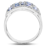 2.62 Carat Genuine Tanzanite and White Topaz .925 Sterling Silver Ring