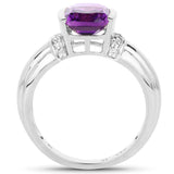 1.52 Carat Genuine Amethyst and White Topaz .925 Sterling Silver Ring
