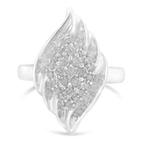 .925 Sterling Silver Â¾ Cttw Round and Baguette Cut Diamond Stair-Stepped Cluster Waterfall Cocktail Ring (I-J Color, I2-I3 Clarity) - Size 6