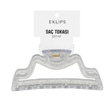 Eklips Curved Claw Hair Clip in Glittery Transparent