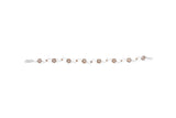 10K White Gold 4.0 Cttw Champagne and White Diamond Floral Cluster and Station Link Bracelet (H-I Color, SI2-I1 Clarity) - 7" Inches