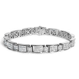 18K White Gold 5.0 Carat Princess Diamond Buckle Link Bracelet