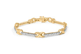10K Yellow Gold 1.00 Cttw Pave Set Diamond Bar and  X-Link 7" Bracelet (I-J Color, I3 Quality)