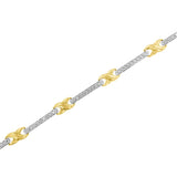 10K Yellow Gold 1.00 Cttw Pave Set Diamond Bar and  X-Link 7" Bracelet (I-J Color, I3 Quality)