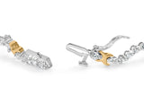 10K Two-Tone 2.00 Cttw Diamond "X" and Wave Link Bracelet (H-I Color, I1-I2 Clarity) - 7" Inches