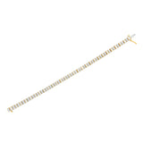 10K Yellow Gold 4.0 Cttw Alternating Baguette & Round Cut Diamond Bezel- & Prong-Set 7" Tennis Bracelet (G-H Color, SI1-SI2 Clarity)