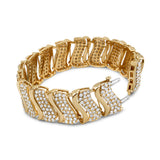 14K Yellow Gold 15.0 Cttw Diamond Chevron Wave 7.25" Inch Link Bracelet (J-K Color, I1-I2 Clarity)