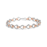 10K Rose and White Gold 1/4 Cttw Diamond Infinity Loop and Swirl Link Bracelet