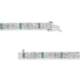 14K White Gold Princess-Cut white and Blue Diamond 3.00 cttw Fashion Link Bracelet (H-I Color, SI1-SI2 Clarity)
