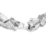 14K White Gold 8 5/8ct Cttw Princess and Baguette Diamond Geometric Twist Link Bracelet (G-H Color, VS1-VS2 Clarity) - 7"