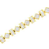 14K Yellow Gold 7.50 Cttw Princess and Baguette Diamond Geometric Link Bracelet