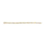 14K Yellow Gold 7.0 Cttw Baguette Cut Diamond Alternating Box and Wave Link Bracelet (G-H Color, VS1-VS2 Clarity) - 7" Inches
