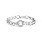 .925 Sterling Silver 1.00 Cttw Diamond Interlinking Open Circle Link Bracelet