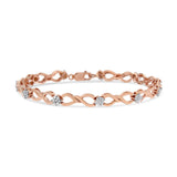 10K Rose Gold 1/2 cttw Diamond Cluster and Infinity Weave Link Bracelet (H-I Color, I2-I3 Clarity) - Size 7"