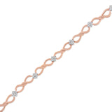 10K Rose Gold 1/2 cttw Diamond Cluster and Infinity Weave Link Bracelet (H-I Color, I2-I3 Clarity) - Size 7"