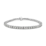 .925 Sterling Silver 1.0 Cttw Diamond Square Frame Miracle-Set Tennis Bracelet (I-J Color, I3 Clarity) - 7"