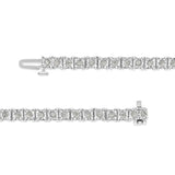 .925 Sterling Silver 1.0 Cttw Diamond Square Frame Miracle-Set Tennis Bracelet (I-J Color, I3 Clarity) - 7"