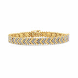.925 Sterling Silver 1/6 Cttw Round-Cut Diamond Chevron Wave 7.25" Link Bracelet (I-J Color, I3 Clarity)