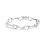 10K White Gold 2.0 Cttw Diamond Heart Link Bracelet