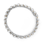.925 Sterling Silver 3/4 Cttw Yellow Diamond Illusion Plate Looped Link Bracelet