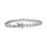 .925 Sterling Silver 1/10 Cttw Round-Cut Diamond Links of Flame Bracelet (I-J Color, I3) - 7.25"