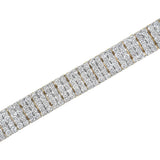 IGI Certified 14K Yellow Gold Plated Sterling Silver 10.0 Cttw Faint Brown Diamond 4 Row Tennis Bracelet