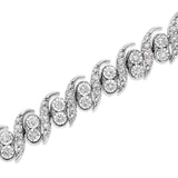 .925 Sterling Silver 2.0 Cttw Round-Cut Diamond "S" Link Bracelet (I-J Color, I3 Clarity) - 7.25"