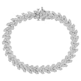 .925 Sterling Silver 2.00 Cttw Miracle Set Diamond Laurel Wreath Link Bracelet (I-J color, I3 clarity) - 7.25"