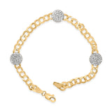 14K Yellow Gold 5/8 Cttw Diamond Cluster Curb Chain Bracelet