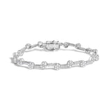 .925 Sterling Silver 2.0 Cttw Diamond Custer Link Bracelet