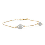 14K Yellow Gold Plated Silver 1/3 Cttw Diamond Evil Eye Station Bracelet