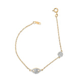 14K Yellow Gold Plated Silver 1/3 Cttw Diamond Evil Eye Station Bracelet