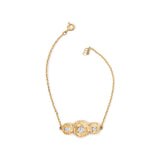 14K Yellow Gold Plated Sterling Silver 1/2 Cttw Lab Grown Diamond Rose Motif Link Bracelet