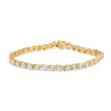 10K Yellow Gold Plated .925 Sterling Silver 1/2 Cttw Lab Grown Diamond Miracle Plate Tennis Bracelet